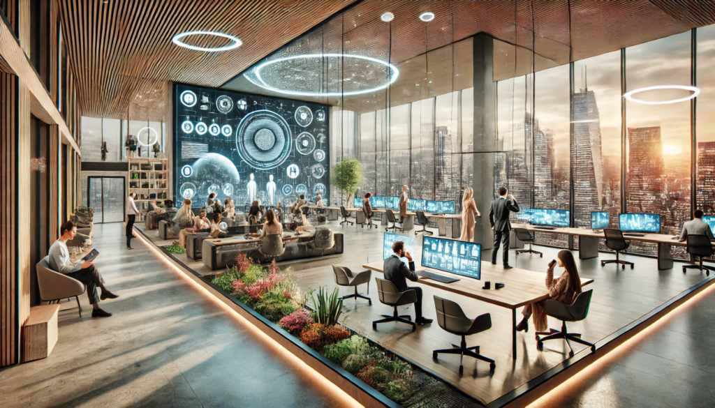 AI team working in a modern research workspace