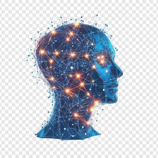 Abstract human mind with glowing neural network nodes
