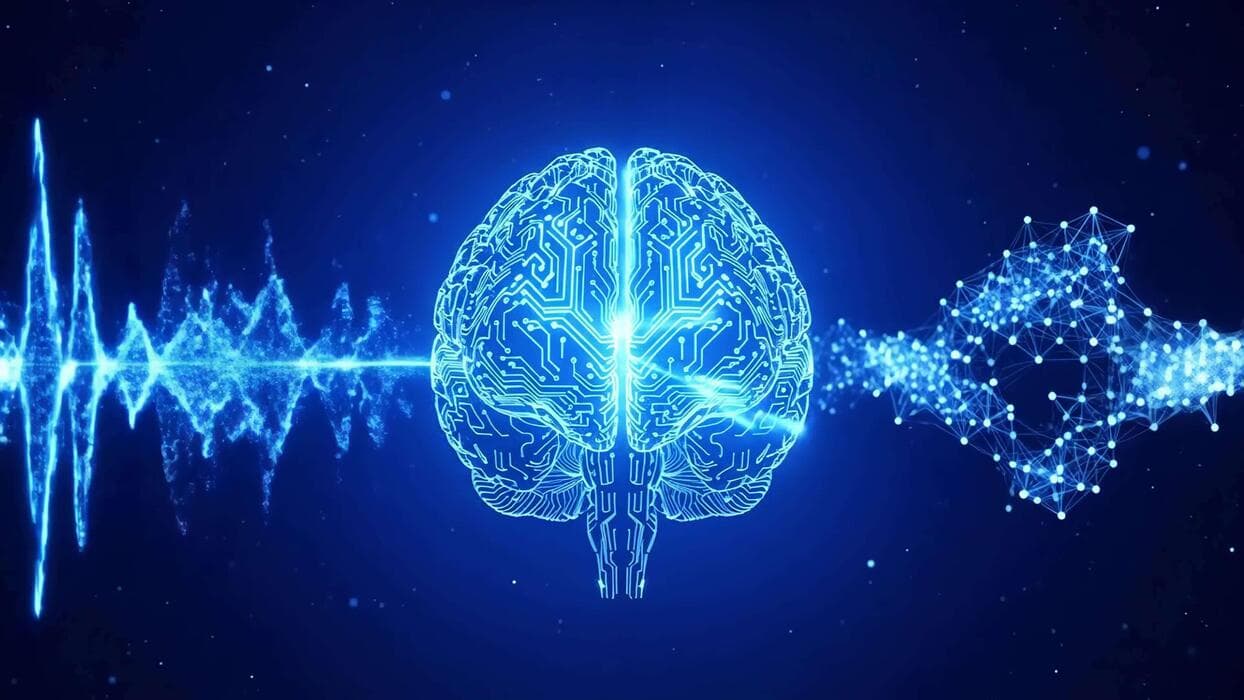 Glowing digital brain with neural network circuits